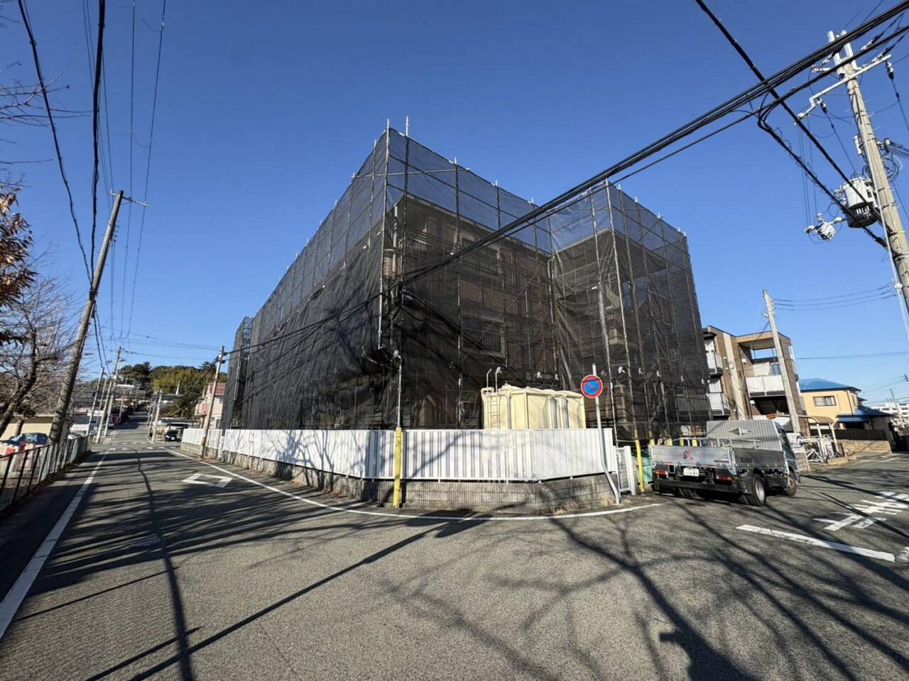 神戸市西区 塗装工事 外壁改修工事 施工中 集合住宅 三田市